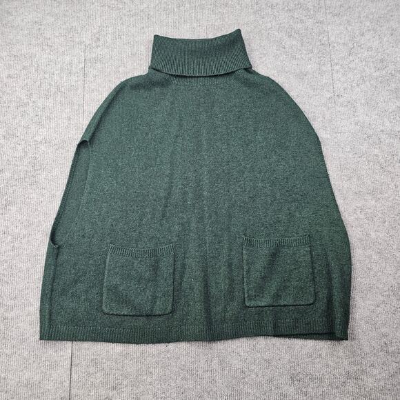 Tahari Knit Poncho Womens One Size Green Turtleneck Merino Cashmere Sweater - Picture 10 of 10